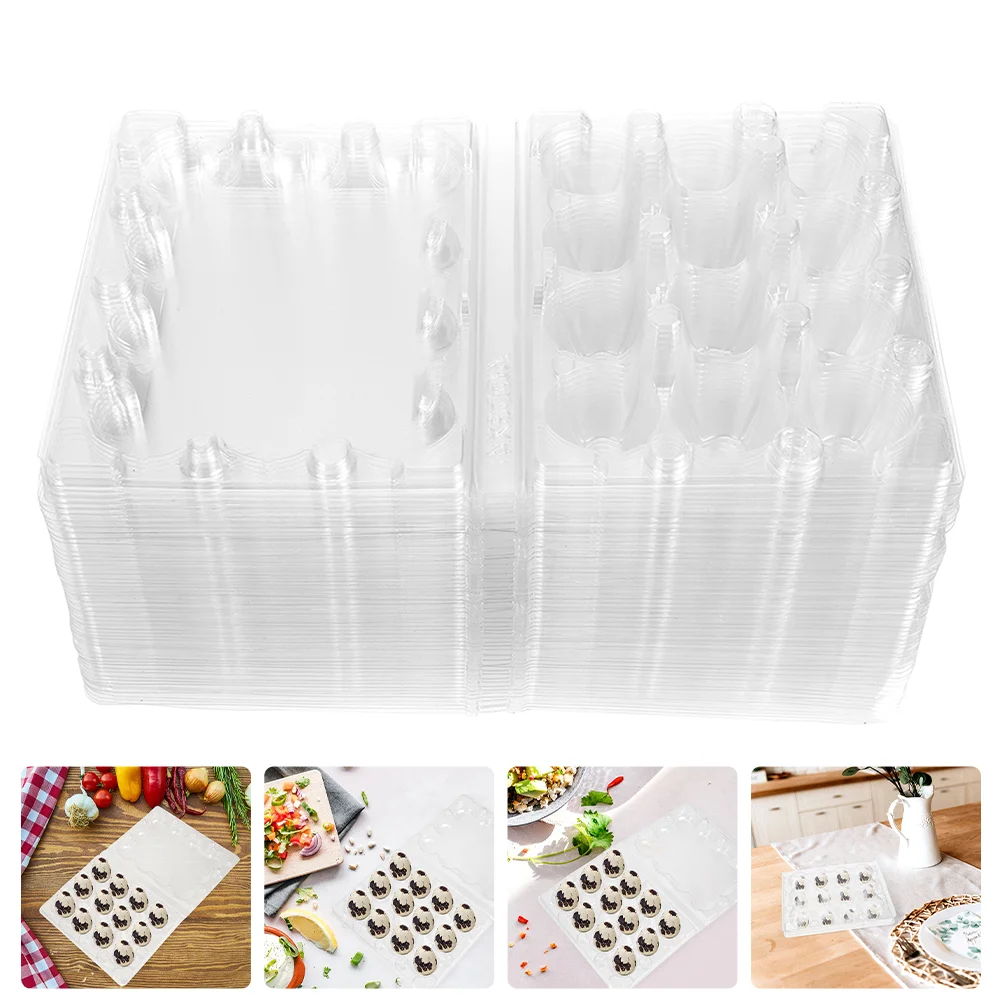 

100 Pcs Quail Egg Box Plastic Tray Disposable Container Serving Filling Transparent Kitchen Holder Rack Refrigerator Carton