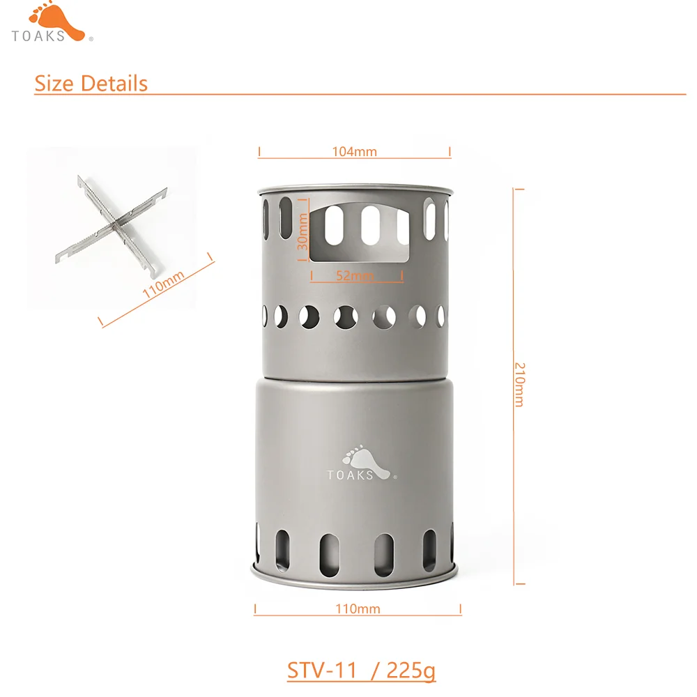 TOAKS Titanium STV-11 Outdoor Wood Stove Camping Backpacking Equipment Portable Ultralight