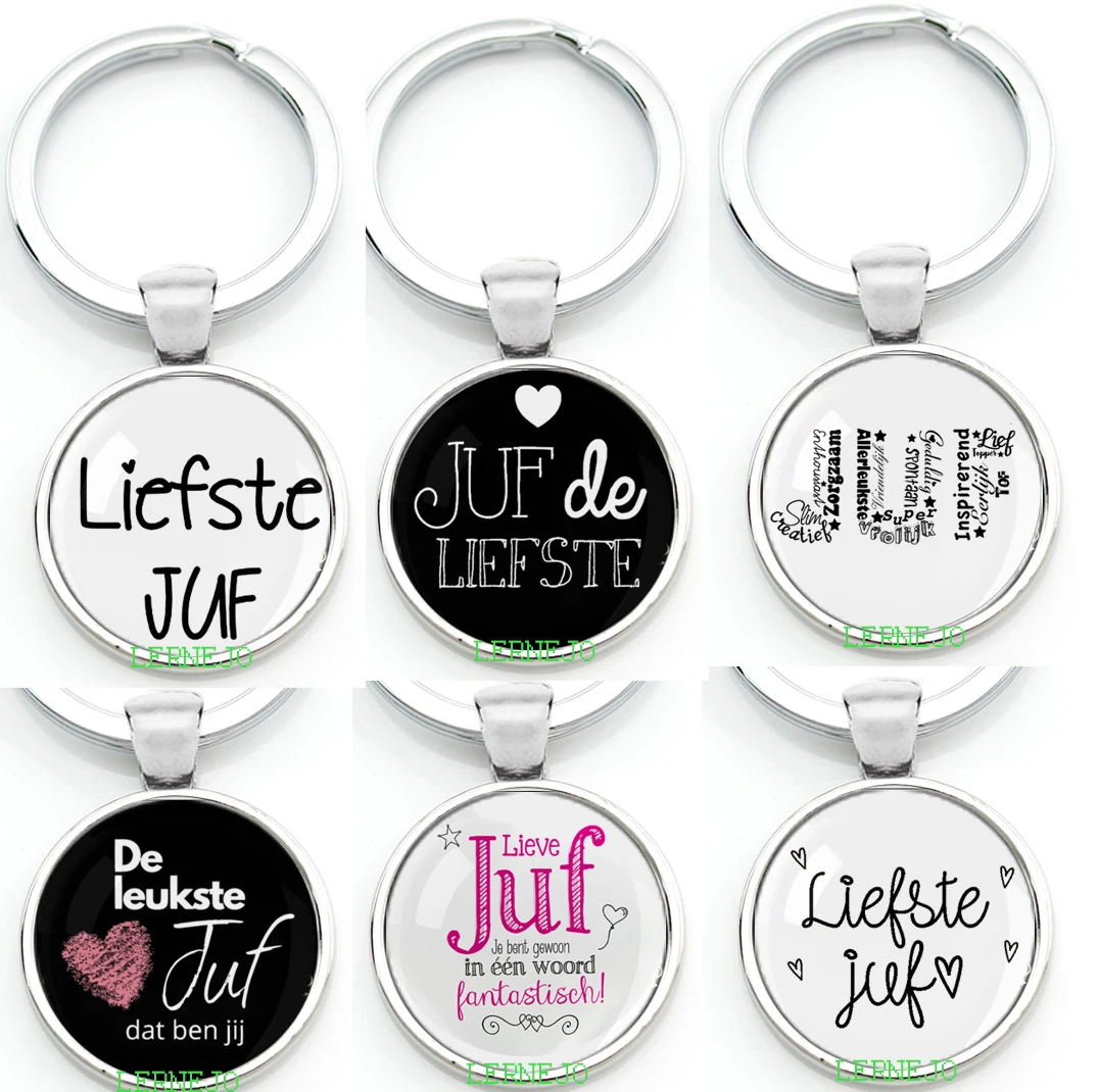 VOOR DE Liefste Juf sleutelhanger Keychain Keyring anneau porte clef bedankt juf cadeau Letter Thank You Dear Teacher Gifts