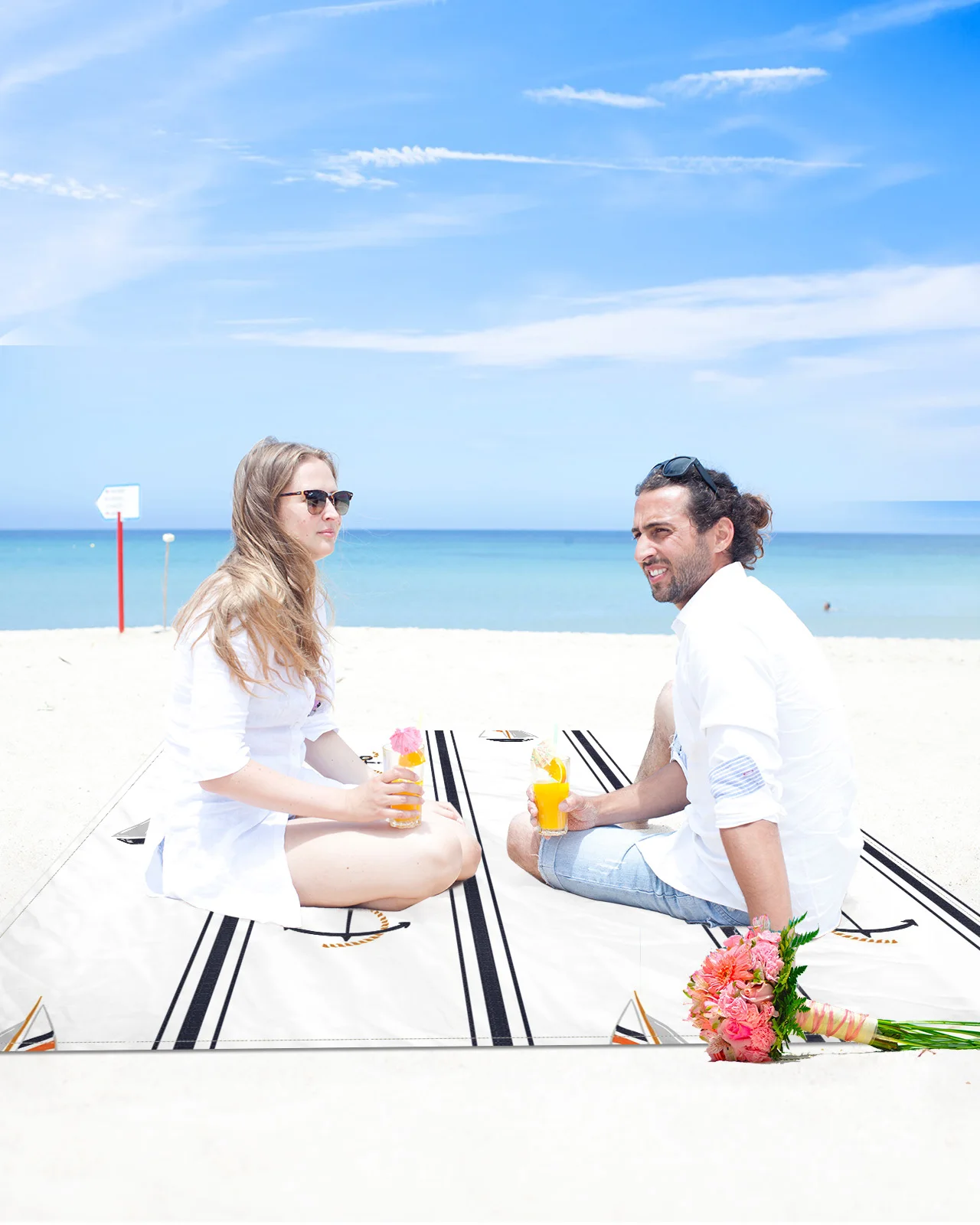 

Прямоугольный белый пляжный коврик с якорем для лодки, устойчивое к песку портативное пляжное одеяло, водонепроницаемые коврики для кемпин...