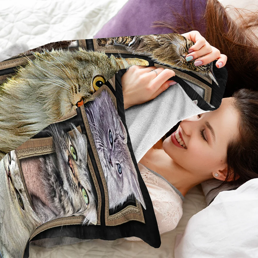 Фланелевое Одеяло с котятами живое милое удобное осенне-зимнее