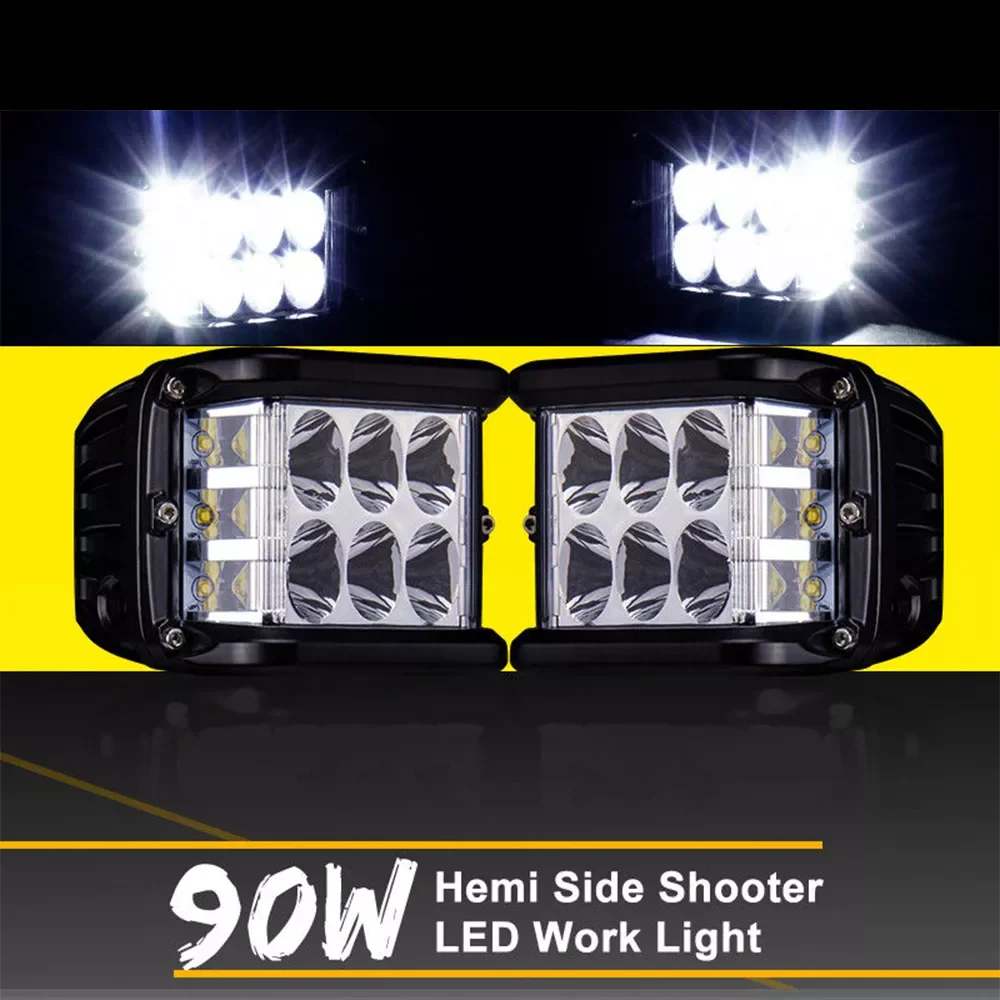 

45W LED Work Light Bar Cube Side Shooter Pod White & Amber Strobe Lamp SUV Truck High Quality Aluminum Alloy Car Work Light