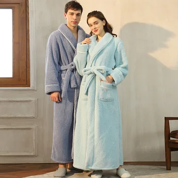 2023 Autumn Winter Thickened Warm Plus Size Couple Dressing Gown Beauty Salon Health Clubs Style Knee-Length Luxury Noble Robe