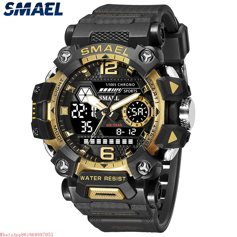 

SMAEL 8072 Men Waterproof Watches Janpenese Quartz Chronograph Heavy-Duty Watch Men Alarm Electronic Wristwatch reloj de hombre