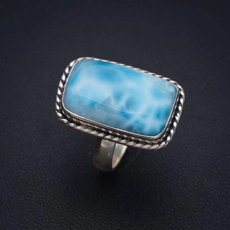 

StarGems Larimar ручной работы 925 пробы Серебряное кольцо 6 F2774