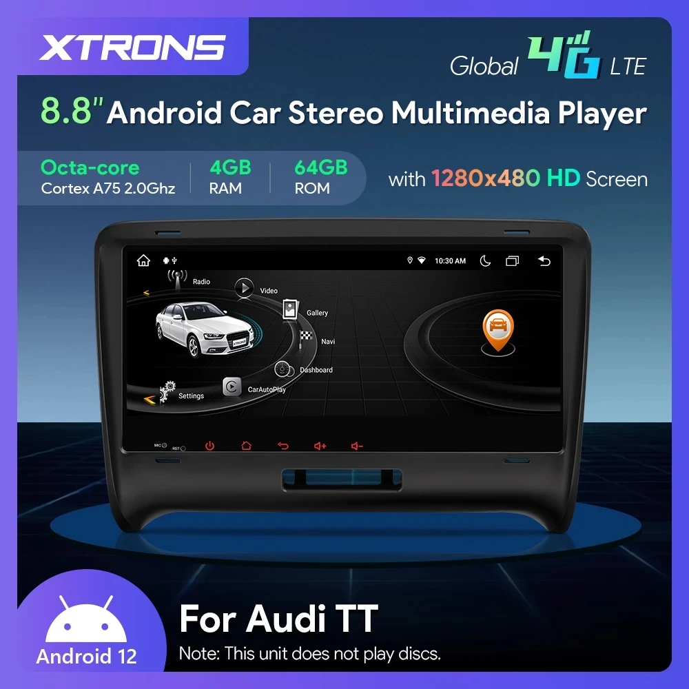 

Автомобильный мультимедийный плеер XTRONS, плеер на Android 12, восемь ядер, экран 8,8 дюйма, для Audi TT MK2 8J 2006-2012, DSP CarAutoPlay AA 4G