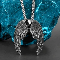 vintage angel wings necklace stainless steel men women fashion punk hip hop party men necklace chain jewelry wholesale