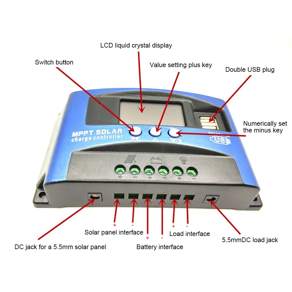 Надежный контроллер заряда солнечной батареи с ЖК-дисплеем для домашней