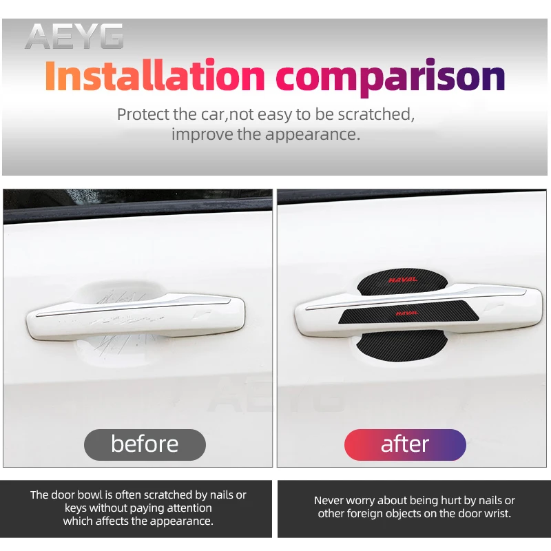 4 шт./набор наклейки на дверные ручки автомобиля Haval H6 2022 2021
