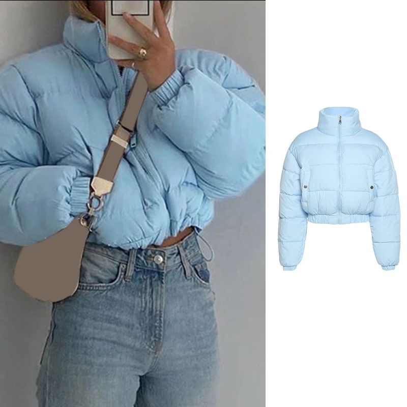 

Women's Mock Neck Crop Short Puffer for JACKET