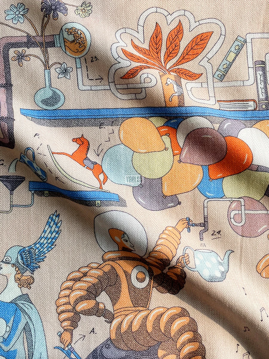 Дизайнерский кашемировый маленький шарф шаль ручной работы двусторонняя печать