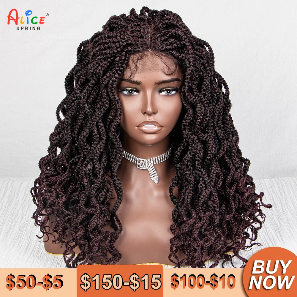 

18 Inches Braided Wigs Synthetic Lace Front Wigs for Black Women Knotless Box Braid Braided Wigs Synthetic Lace Front Wigs
