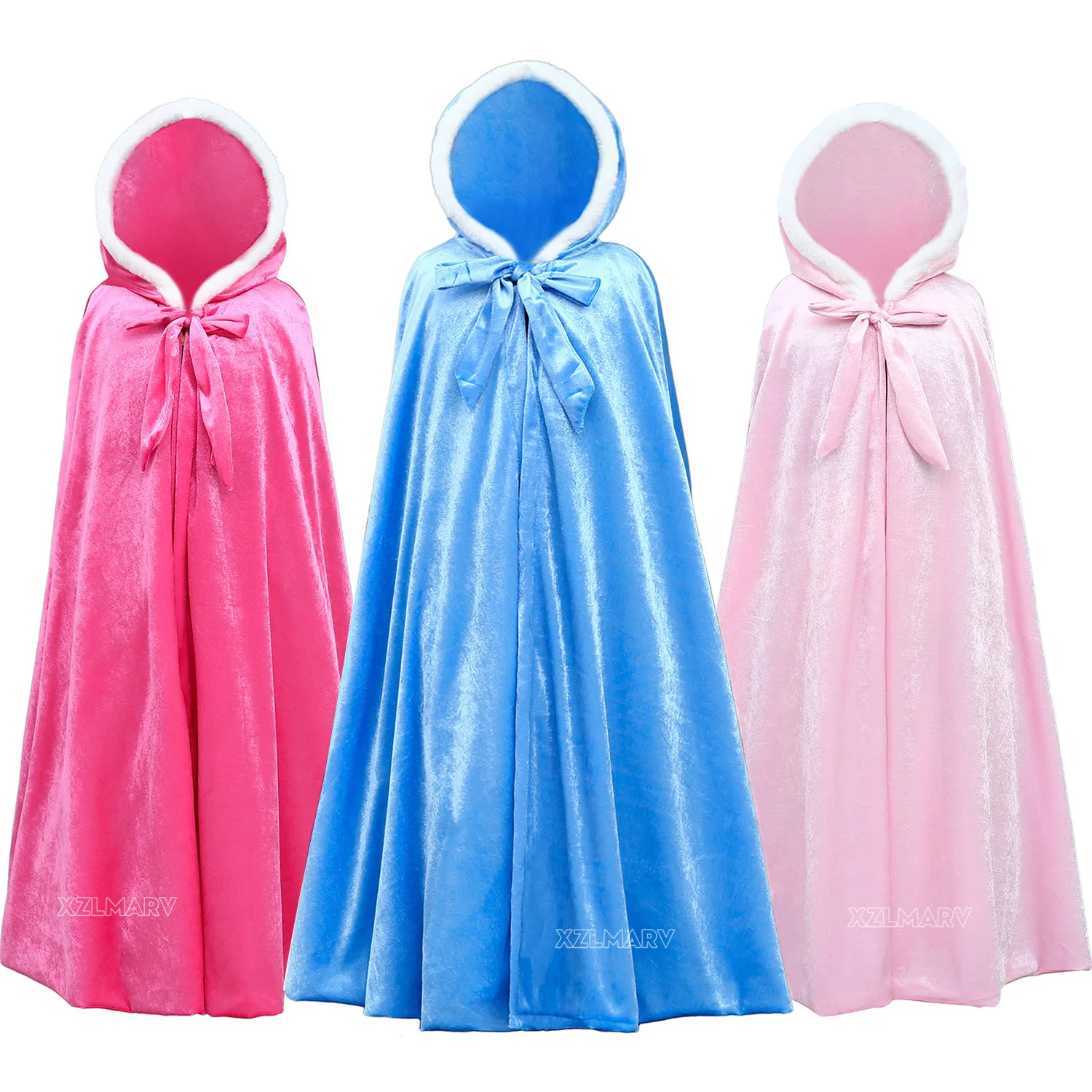 

Winter Girls Velvet Princess Long Cloak Fancy Fairy Cinderella Anna Elsa Aurora Rapunzel Kids Floor Length Corduroy Hooded Cape