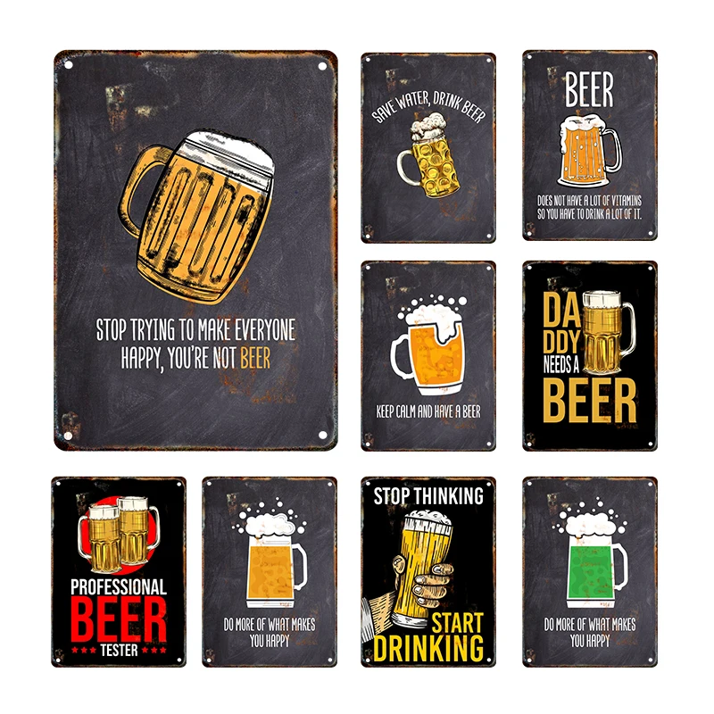 

Beer Vintage Metal Poster Drink Retro Tin Sign Bar Club Pub Man Cave Wall Art Decoration Plate Modern Home Decor Iron Painting