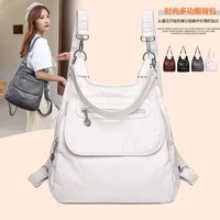 2022 new water washed leather soft pitot large capacity shoulder bag multifunctional fashion leisure travel backpack for women