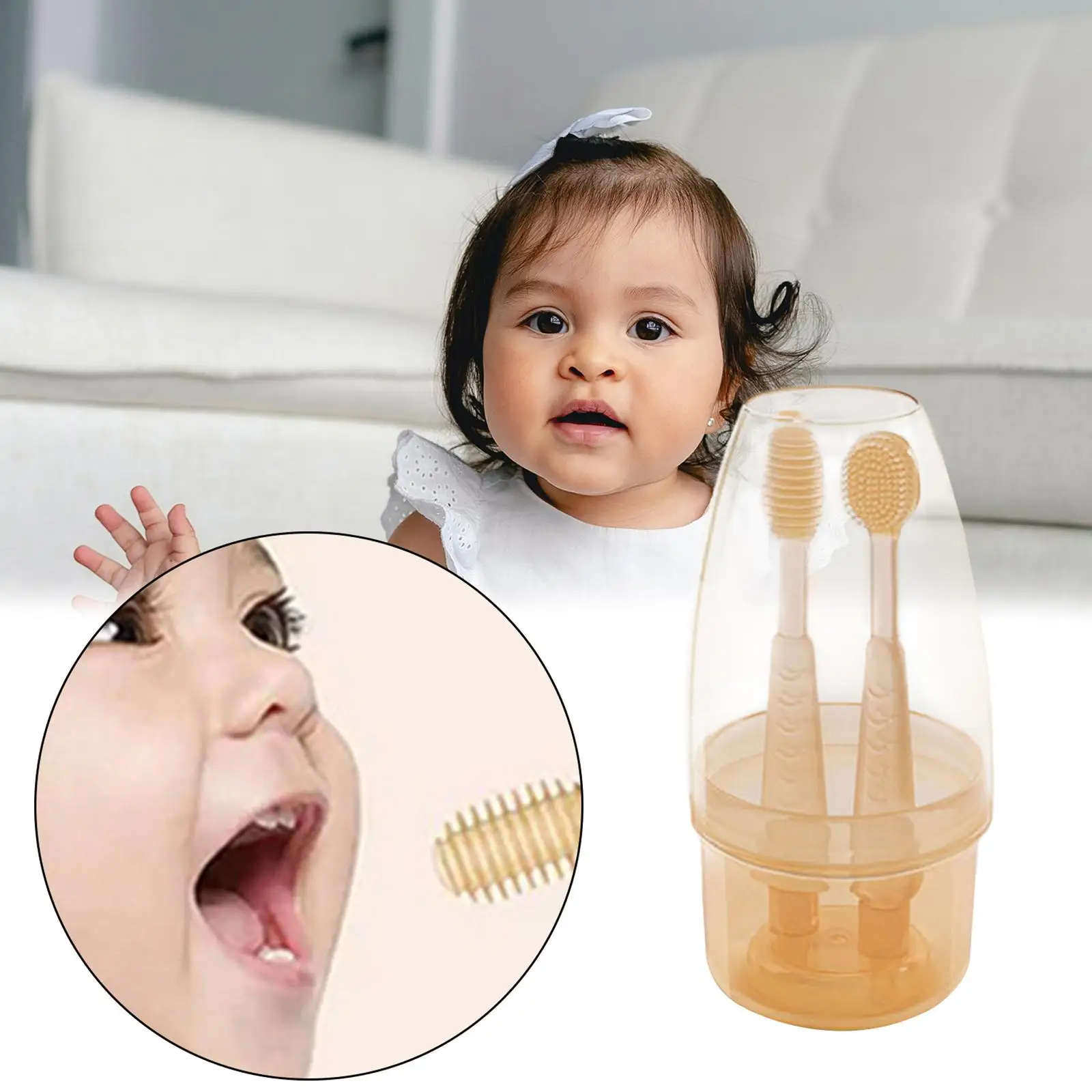 

Baby Toothbrush Set Silicone Easy to Hold Oral Care Tongue Cleaner Training Toothbrush for Infant Newborns Sore Gums 0-18 Months