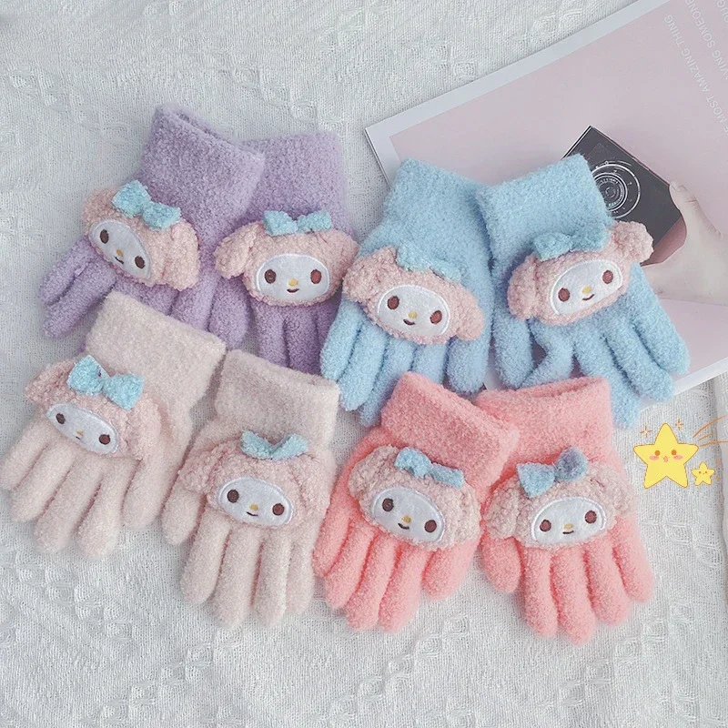 

Anime Sanrio Kuromi New Glove Kawaii Mymelody Outdoors Cold-proof Comfortable Warm Glove Children Cartoon Girl Christmas Present