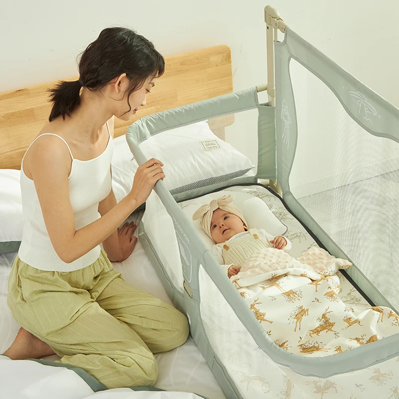 Детская кроватка BEKOBABY 3 в 1, детская кроватка, портативная кроватка, дышащая и видимая сетчатая оконная детская кроватка