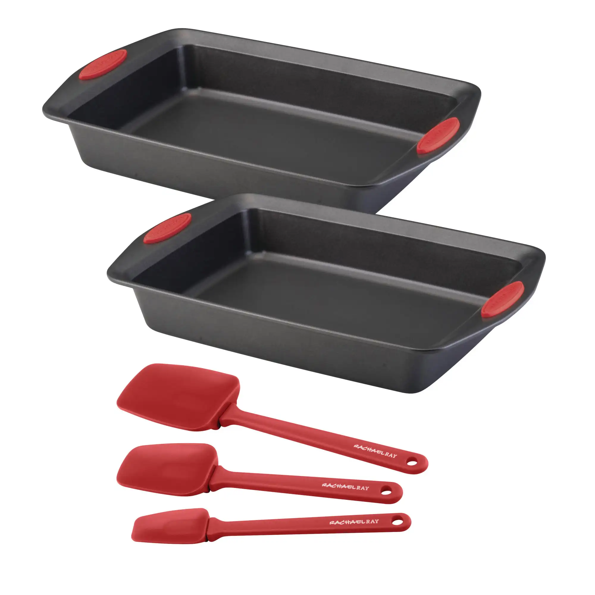 

Yum-o! Nonstick Batch and Bake Cake Pan and Spoonula Set, Red