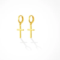 fashion jewelry simple cross dangle earrings gold color women girl classic daily wear gift