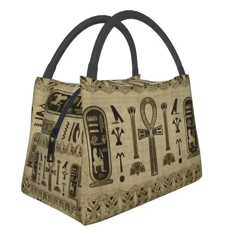 

Egyptian Cross Ankh Insulated Lunch Bag for School Office Ancient Egypt Hieroglyphics Leakproof Cooler Thermal Bento Box Women