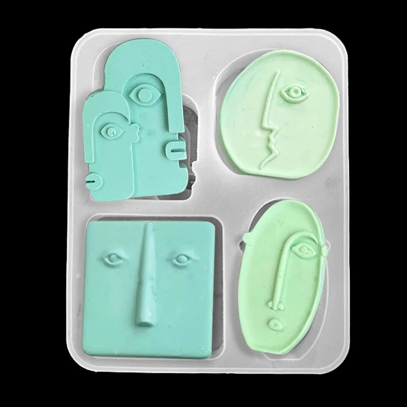 4PCS Abstract Human Face Silicone Candle Molds Diy Aromath Soaps Nordic Head Scented Wax Mould Home Decor Handicrafts Gift - купить по