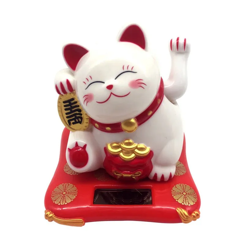 

Solar Powered Maneki Neko Waving Arm Beckoning Fortune Cat Lucky Cat for Home Office and Car Decor Decorations for Home