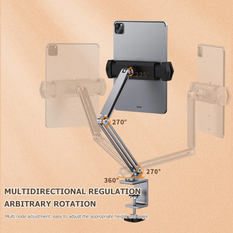Регулируемая подставка для планшета с длинной рукояткой на 360 градусов для планшетов 4-13 дюймов