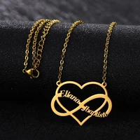 nokmit custom double name necklace infinity symbol stainless steel pendant personalized chain nameplate jewelry for lover gift