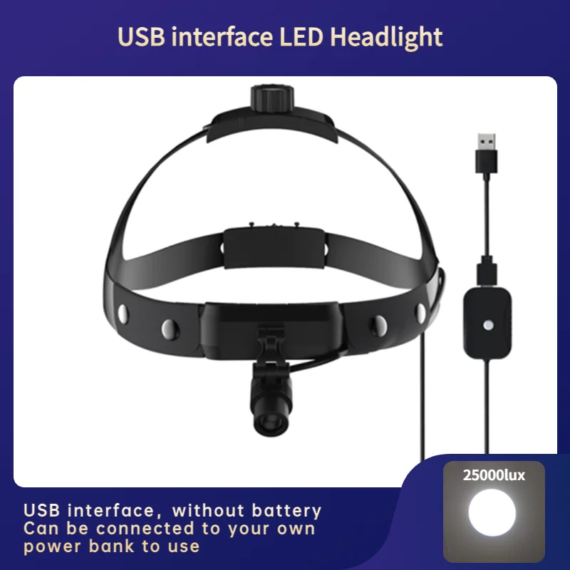 25000LUX Helmet-style 3W LED Headlamp USB Headlight for Oral Dental Surgery Without Battery (JU-M06-F)