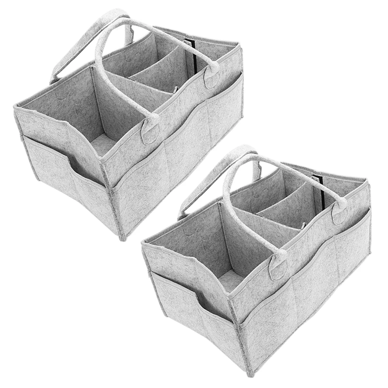 

2X Baby Diaper Caddy Organizer Portable Holder Bag For Changing Table And Car, Nursery Essentials Storage Bins