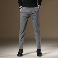 dimi office business fashion cotton brand trousers men grey black spring autumn stretch straight slim fit casual pants