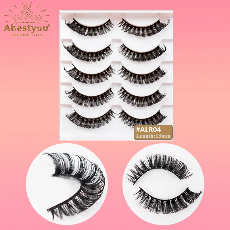 

Abestyou 5pairs 13mm DD Curl Short Faux Cils Naturel Cilios 3D Russian Style Strip Lashes Natural Fake Mink Eyelashes Maquiagem