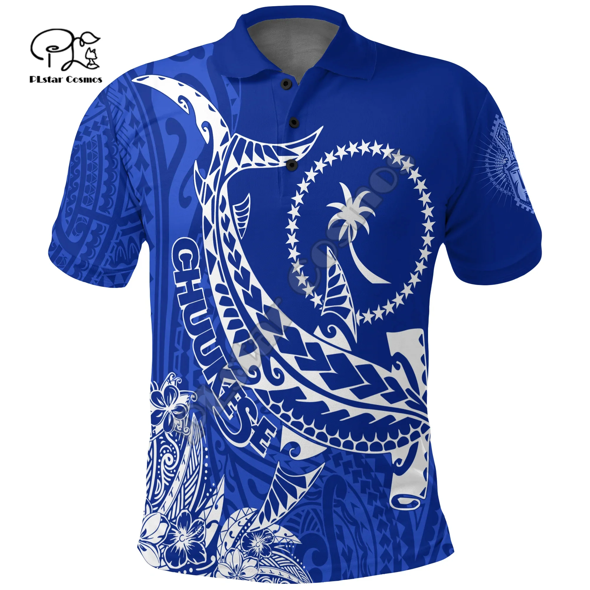 

Polynesian Kosrae Chuuk Samoa Island Flag Tattoo Tribal 3DPrint Men/Women Summer Harajuku Casual Polo Shirts Short Sleeves A3
