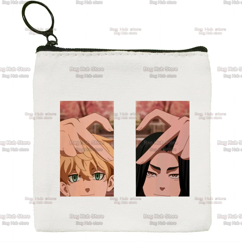 Tokyo Revengers Cute Mini Coin Purse Canvas Student Wallet Coin Case Zipper Hand Female Key Case