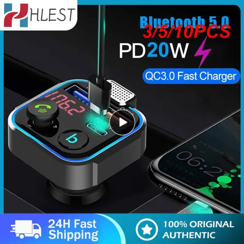 

3/5/10PCS Qc3.0 Fast Usb Charger Car Adapter Hands Free Bluetooth Fm Transmitter Universal Durable Mp3 Player Car Accessories