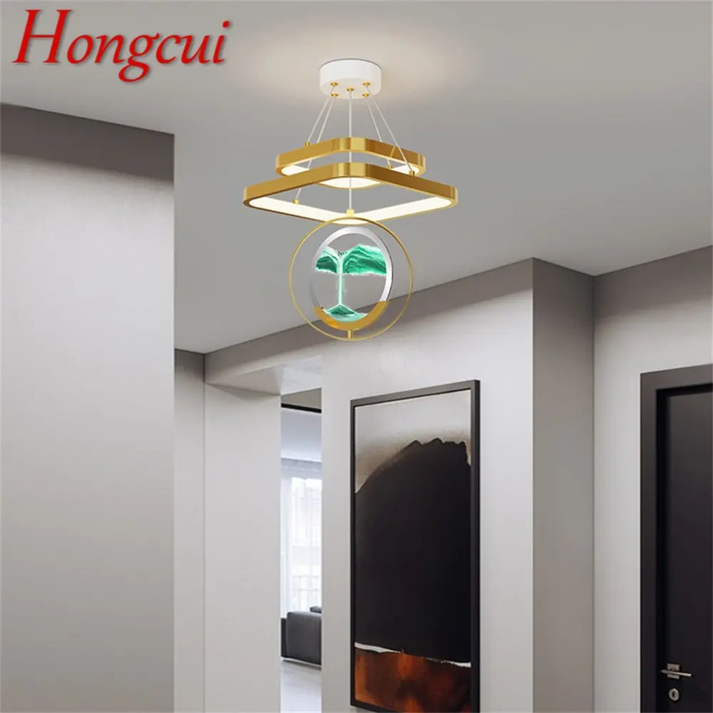 

HONGCUI Hourglass Pendant Lights Contemporary Gold LED 3 Colors Chandelier Lamp Decor for Home Dining Room Aisle