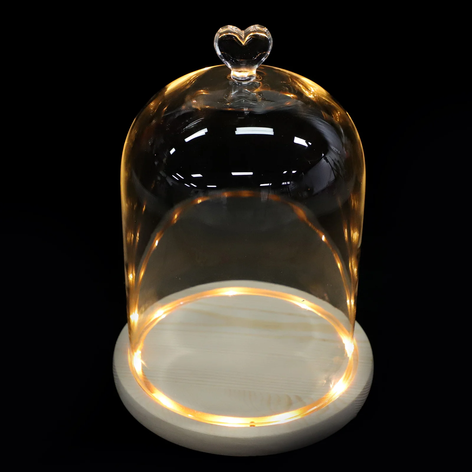 

Decorative Lights Couple Hand Model Glass Cover Desktop Bell Jar Ornament Romantic Wooden Adornment Lovers Mini Cupcake