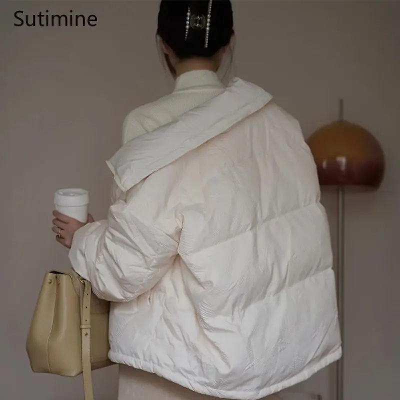 Winter Clothes Women Office Lady Button Down Cotton Jacket Fashion Coat Stand Collar Short Cotton Jacket Pockets Winter Coat