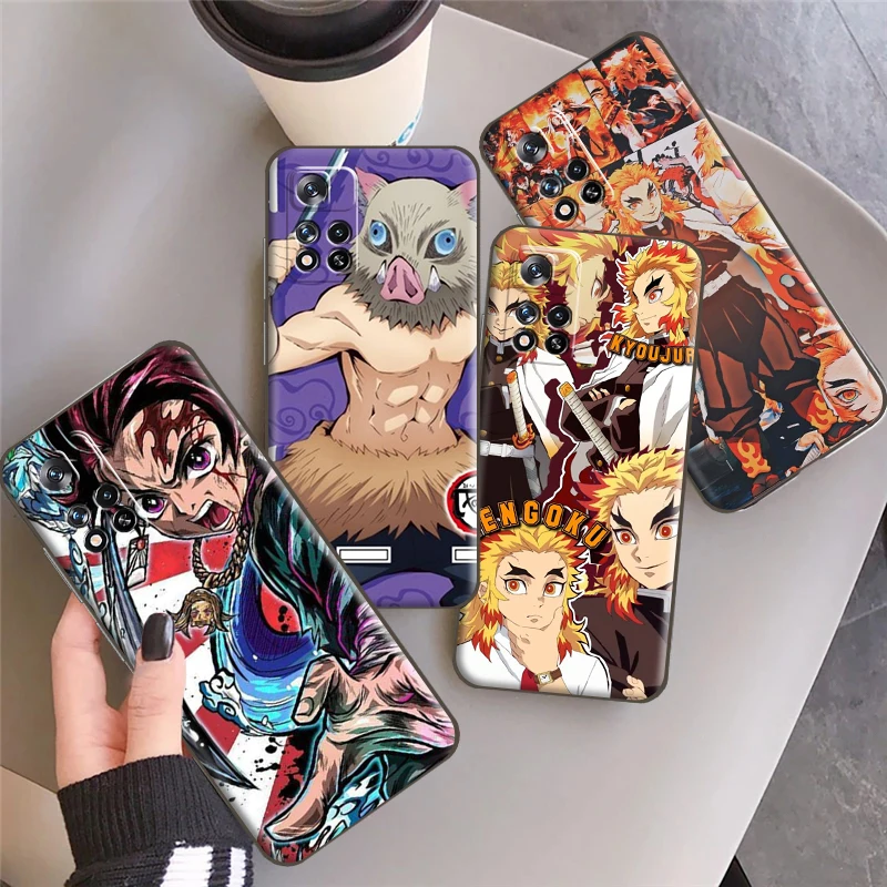 

Demon Slayer Phone Case For Xiaomi Redmi Note 10 9 Pro 5G 9S 10S POCO F3 X3 M3 GT Pro X3 NFC Back Black Coque Funda