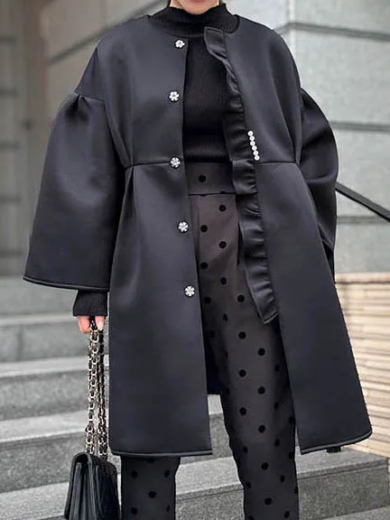 Японское осенне-зимнее новое черное платье-рубашка kushiki 2024