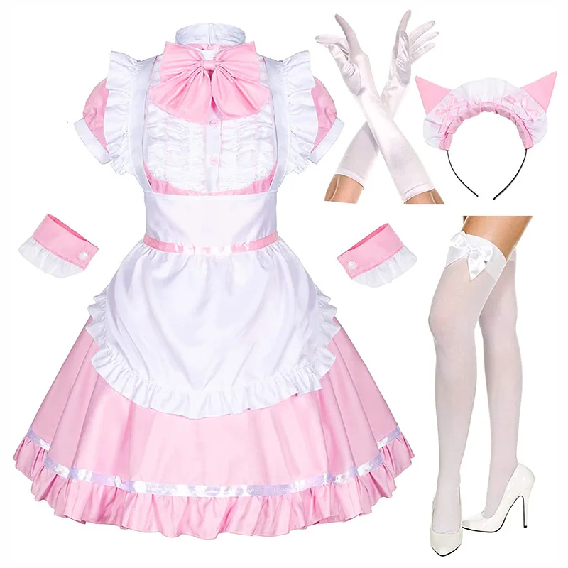 

Maid Outfit Anime Sexy Black White Apron Dress Cosplay Costume Party Dress Alice Dream Women Sissy Maid Lolita Cosplay Costume