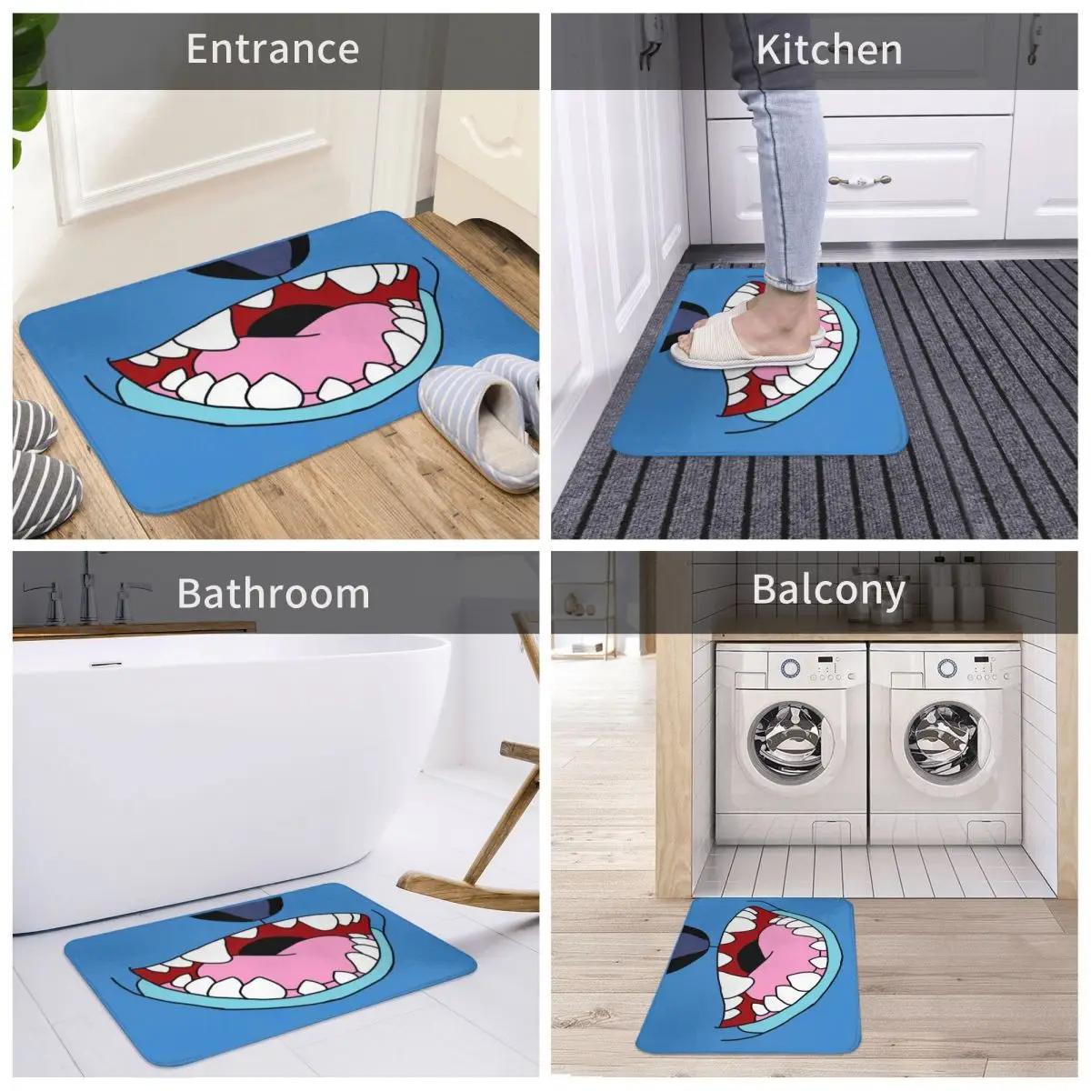

Stitch Face Bath Door Mat Rug Carpet Decor Entrance Living Room Home Kitchen Bathroom Non-slip Bedside Doormat Bathmat Cute