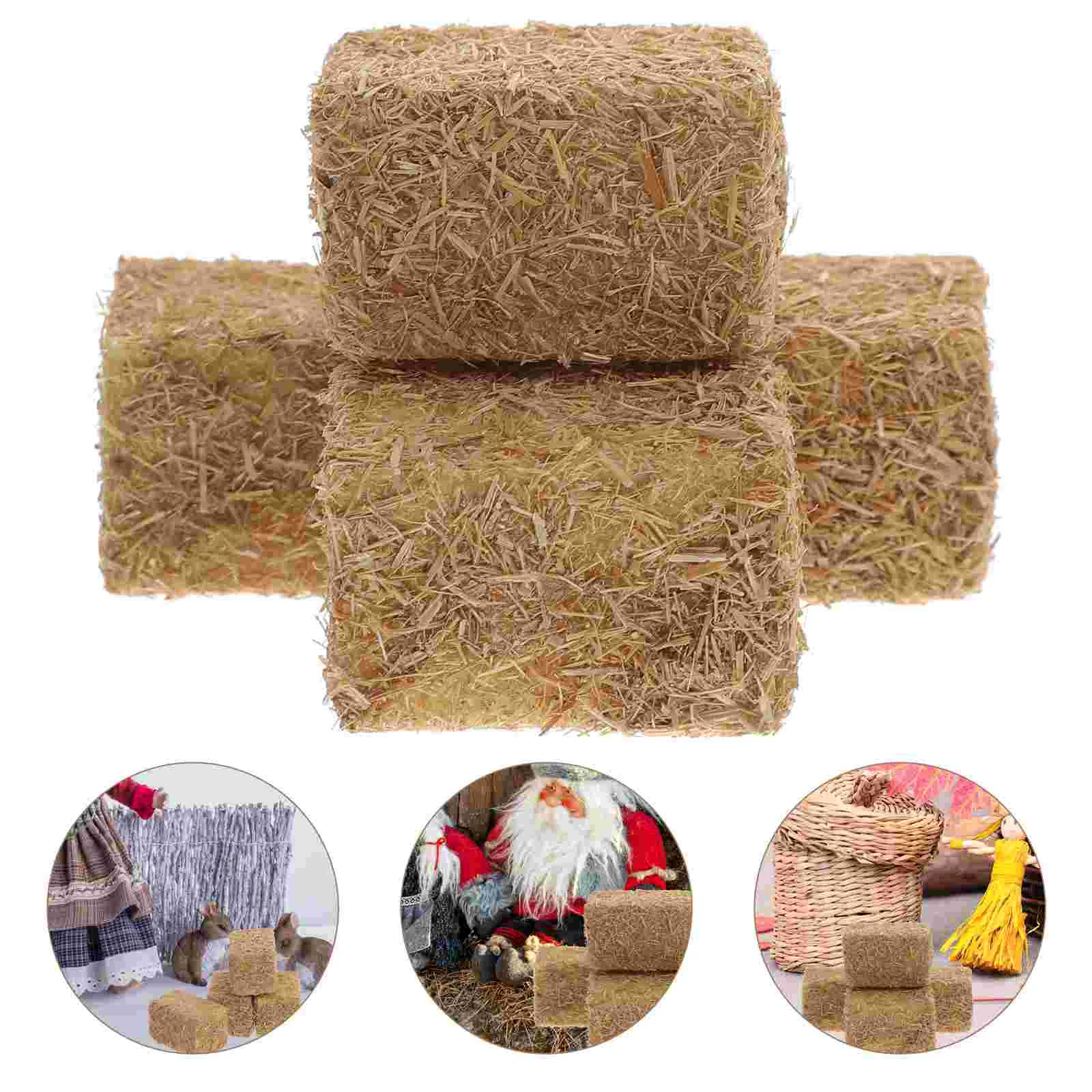 

4 Pcs Mini Haystack Outdoor Kids Toys Garden Decor Decorate Decorative Decorations Scene Adornment Wood Hayrick Child Simulated