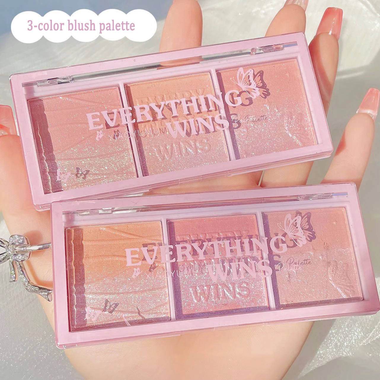 

Three-color Matte Highlight Blush Palette Pearly Blush Shiny Eyeshadow Multifunctional Face Glitter Pigment Makeup Tray Cosmetic