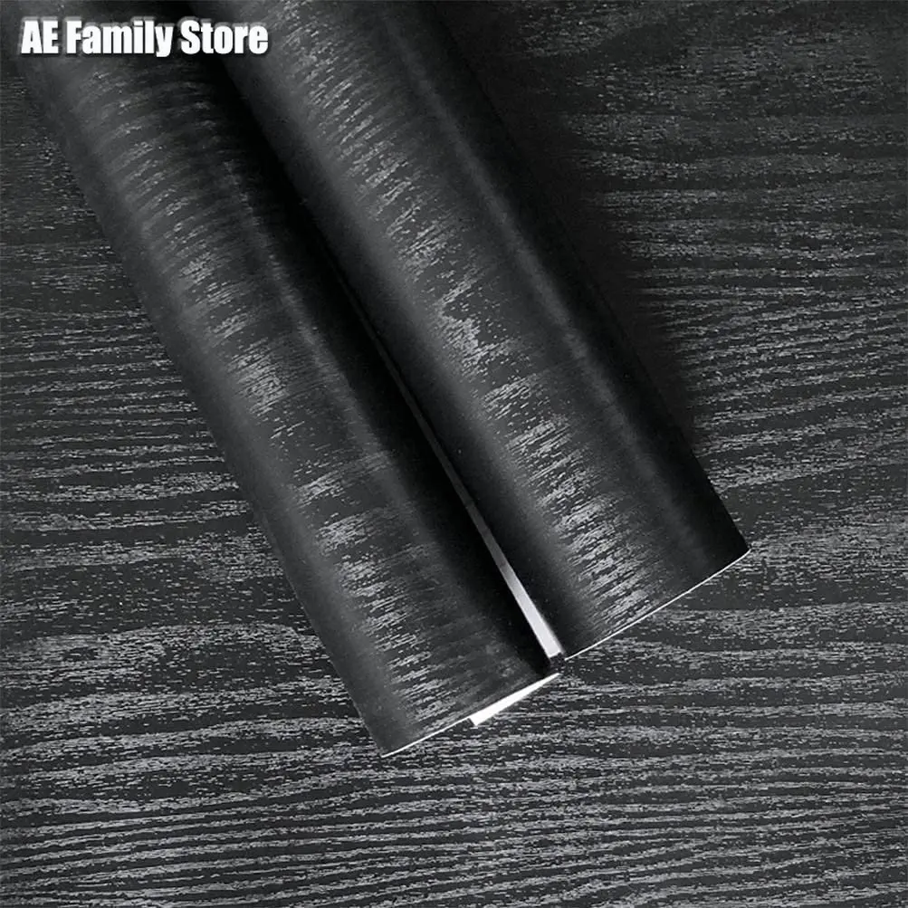 

Thickened Furniture Refurbish Stickers Vinyl Black Wood Grain Contact Paper Self Adhesive Waterproof Wallpaper Peel and Stick