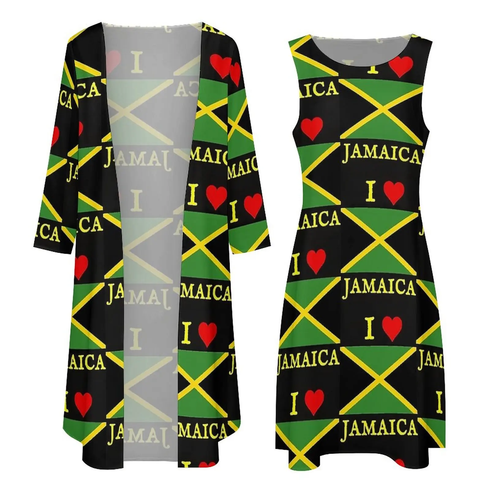 Платье I Love Jamaica с флагом Ямайки элегантное платье макси эстетические длинные