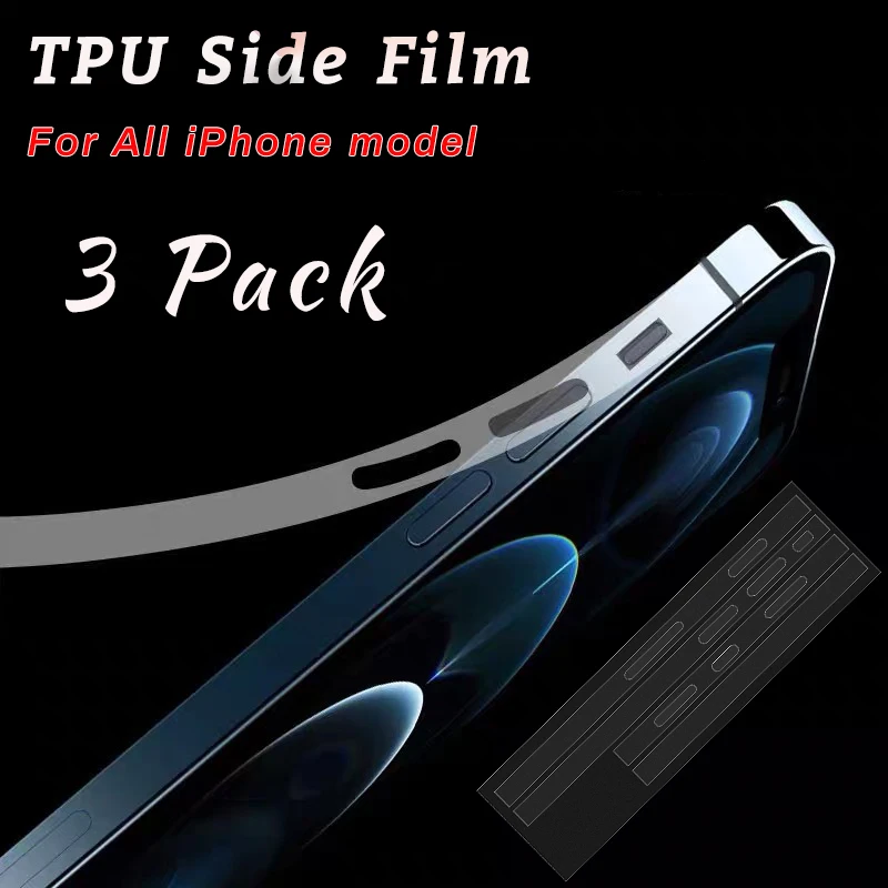 

3Set TPU Hydrogel Rim Film for IPhone IPhone 14 13 Pro Max 11Pro XR XS HD Transparent Phone Side Film Protective Ultra-Thin Case