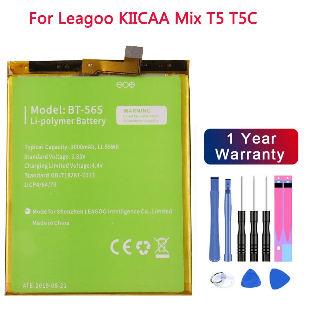 100% оригинальный аккумулятор BT-565/BT-566 3000 мАч для Leagoo KIICAA Mix T5 T5C BT565/BT566 детали