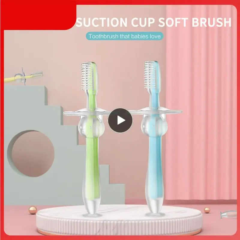 

Silicone Three-dimensional Milk Toothbrush Baby Training With Standing Suction Cup Toothbrush With Baffle Cleaning Teeth